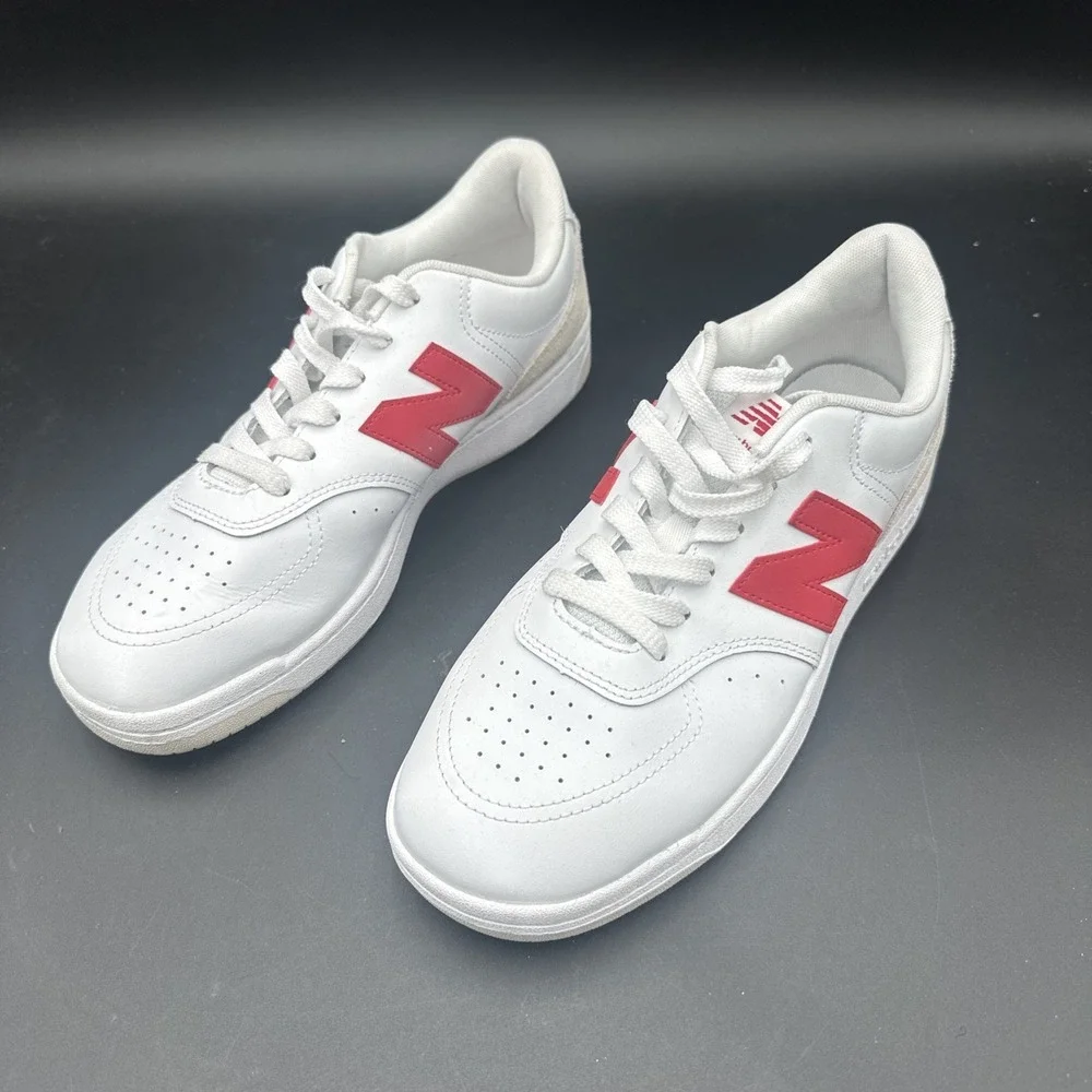 New Balance BB80RTB Men's Sneakers White Red Size 9.5 US 43 EU‎ Leather Casual